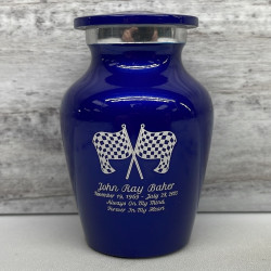 Customer Gallery - Race Checkered Flag Keepsake Urn - Midnight Blue