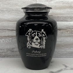 Customer Gallery - Large Border Collie Dog Cremation Urn - Jet Black