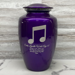 Customer Gallery - Music Note Cremation Urn - Purple Luster