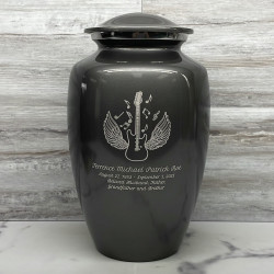 Customer Gallery - Electric Guitar Angel Wings Cremation Urn - Gunmetal Gray