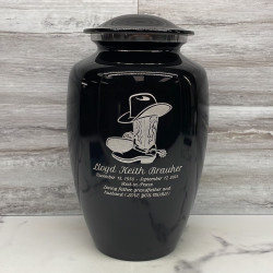 Customer Gallery - Cowboy Boots Cremation Urn - Jet Black