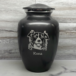Customer Gallery - Large Border Collie Dog Cremation Urn - Gunmetal Gray