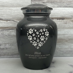 Customer Gallery - Small Pawprint Heart Pet Cremation Urn - Gunmetal Gray