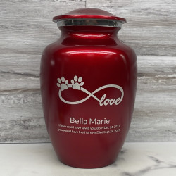 Customer Gallery - Large Infinite Love Pet Cremation Urn - Ruby Red