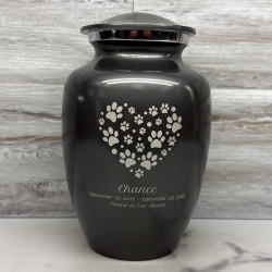 Customer Gallery - Large Pawprint Heart Pet Cremation Urn - Gunmetal Gray
