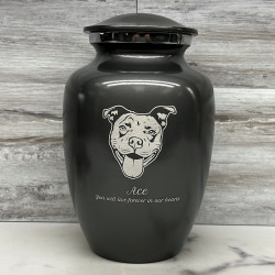 Customer Gallery - Large Pitbull Pet Cremation Urn - Gunmetal Gray