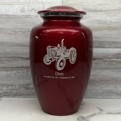 Customer Gallery - Classic Tractor Cremation Urn - Ruby Red