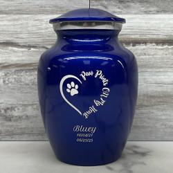 Customer Gallery - Small Paw Prints On My Heart Pet Cremation Urn - Midnight Blue