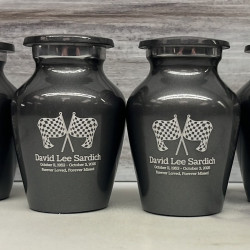 Customer Gallery - Race Checkered Flag Keepsake Urn - Gunmetal Gray