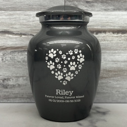 Customer Gallery - Small Pawprint Heart Pet Cremation Urn - Gunmetal Gray