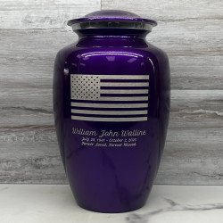 Customer Gallery - American Flag Cremation Urn - Purple Luster
