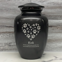 Customer Gallery - Large Pawprint Heart Pet Cremation Urn - Gunmetal Gray
