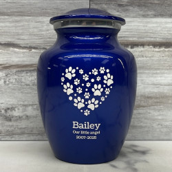 Customer Gallery - Small Pawprint Heart Pet Cremation Urn - Midnight Blue