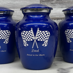 Customer Gallery - Race Checkered Flag Sharing Urn - Midnight Blue