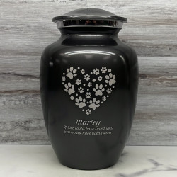 Customer Gallery - Large Pawprint Heart Pet Cremation Urn - Gunmetal Gray