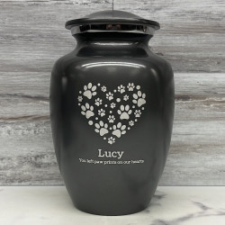 Customer Gallery - Large Pawprint Heart Pet Cremation Urn - Gunmetal Gray
