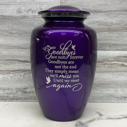 Customer Gallery - Goodbyes Are Not Forever Cremation Urn - Purple Luster