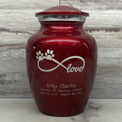Customer Gallery - Small Infinite Love Pet Cremation Urn - Ruby Red