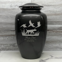 Customer Gallery - Hunting Dog Cremation Urn - Gunmetal Gray