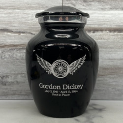 Customer Gallery - Winged Wheel Sharing Urn - Jet Black