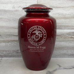 Customer Gallery - Marine Corps Cremation Urn - Ruby Red