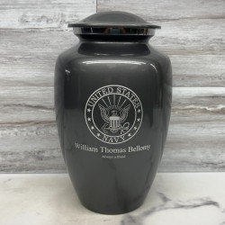 Customer Gallery - Navy Cremation Urn - Gunmetal Gray