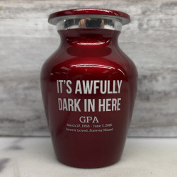 Customer Gallery - It's Awfully Dark In Here Keepsake Urn - Ruby Red