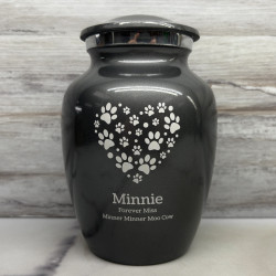 Customer Gallery - Small Pawprint Heart Pet Cremation Urn - Gunmetal Gray