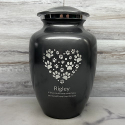 Customer Gallery - Large Pawprint Heart Pet Cremation Urn - Gunmetal Gray