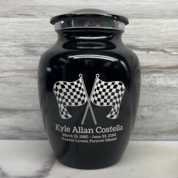 Customer Gallery - Race Checkered Flag Sharing Urn - Jet Black