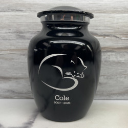 Customer Gallery - Small Sleeping Cat Pet Cremation Urn - Jet Black