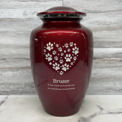 Customer Gallery - Extra Large Pawprint Heart Pet Cremation Urn - Ruby Red