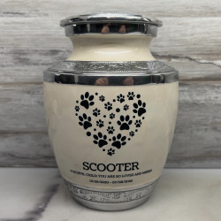 Customer Gallery - Small Pawprint Heart Pet Cremation Urn - Radiant White