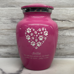 Customer Gallery - Small Pawprint Heart Pet Cremation Urn - Rose Pink