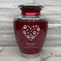 Customer Gallery - Extra Large Pawprint Heart Pet Cremation Urn - Rose Red