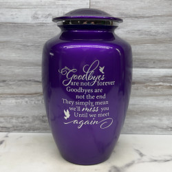 Customer Gallery - Goodbyes Are Not Forever Cremation Urn - Purple Luster