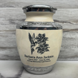 Customer Gallery - Hummingbird Flowers Sharing Urn - Radiant White