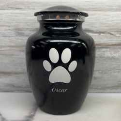 Customer Gallery - Small Paw Print Pet Cremation Urn - Jet Black