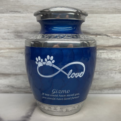 Customer Gallery - Small Infinite Love Pet Cremation Urn - Royal Blue