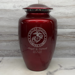 Customer Gallery - Marine Corps Cremation Urn - Ruby Red