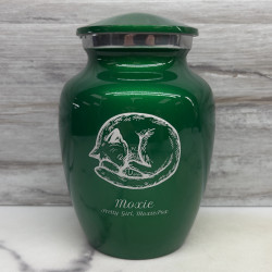 Customer Gallery - Dreaming Kitten Pet Cremation Urn - Shamrock Green