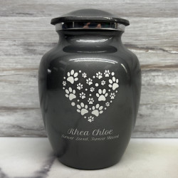 Customer Gallery - Small Pawprint Heart Pet Cremation Urn - Gunmetal Gray