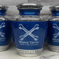 Customer Gallery - Mechanic Wrench Sharing Urn - Royal Blue