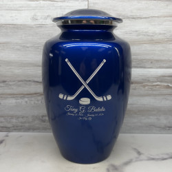 Customer Gallery - Hockey Sticks Cremation Urn - Midnight Blue