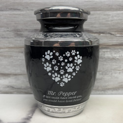 Customer Gallery - Small Pawprint Heart Pet Cremation Urn - Ebony Black