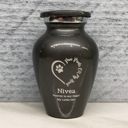 Customer Gallery - Keepsake Paw Prints On My Heart Pet Cremation Urn - Gunmetal Gray
