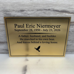 Customer Gallery - DIY Cremation Urn Plate - Brushed Gold - 5.75" w x 4.25" h