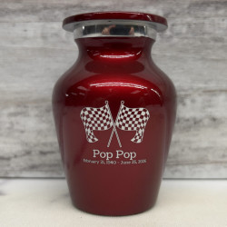 Customer Gallery - Race Checkered Flag Keepsake Urn - Ruby Red