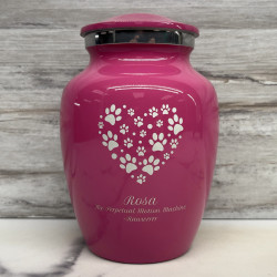 Customer Gallery - Small Pawprint Heart Pet Cremation Urn - Rose Pink