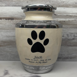 Customer Gallery - Small Paw Print Pet Cremation Urn - Radiant White